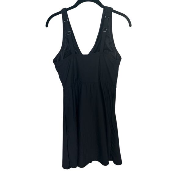 Lands' End Tummy Control Surplice One-Piece Swim Dress Black Size 12 LONG Wrap - Picture 4 of 8